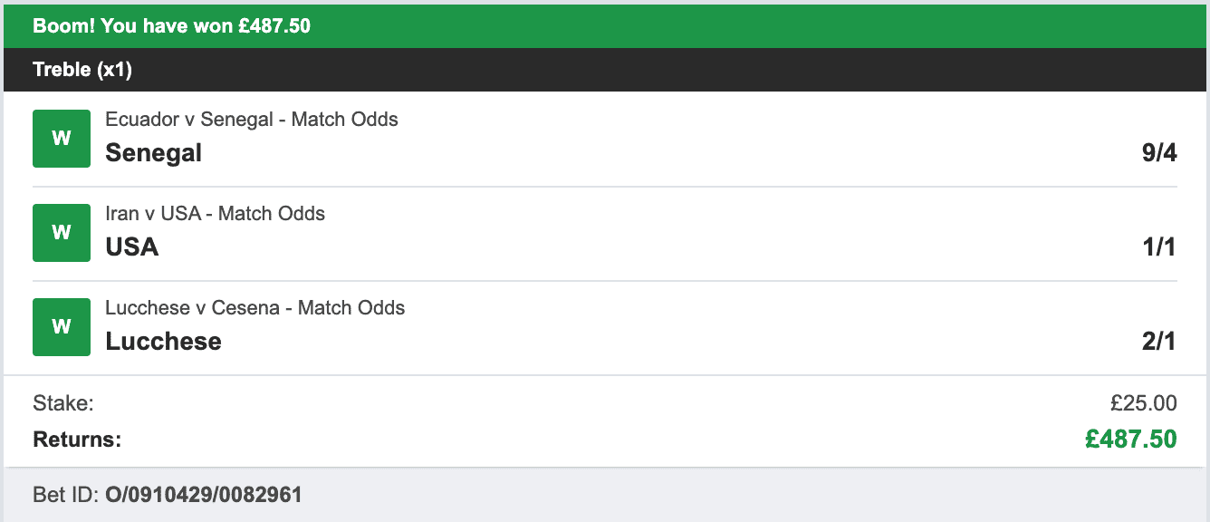 Daily Football Winners - Winner Treble - 2022-11-29