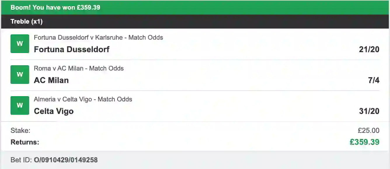 Daily Football Winners - Winner Treble - 2023-09-01