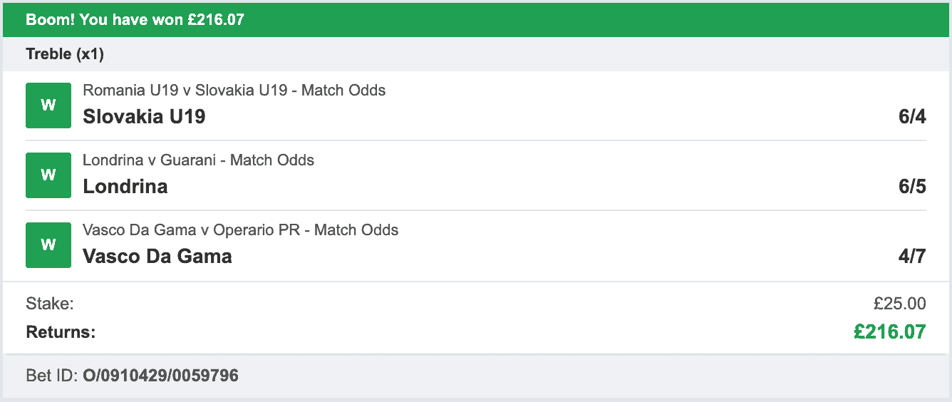 Daily Football Winners - Winner Treble - 2022-07-01